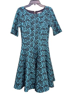 Hello Molly Teal and Black Fit-and-Flare Dress
